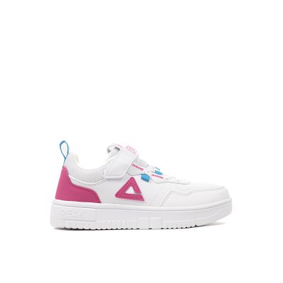 BASKET PEAK FILLETTE CUIR BLANC ROSE